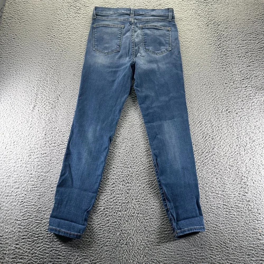 Kirkland Signature Jeans Women 8 Blue Cotton Denim Skinny Hi-Rise Faded Workwear